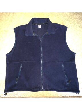 Columbia Mens XXL Fleece Vest Full Zip Sleeveless Jacket 100% Polyester Navy
